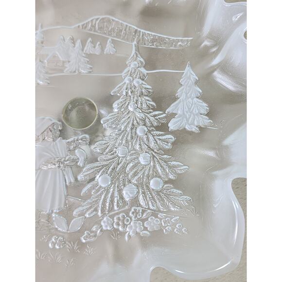 Mikasa Pedestal Footed Bon Candy Cookie Dish Clear Frosted Christmas 9 1/2" x 4" - Picture 9 of 14